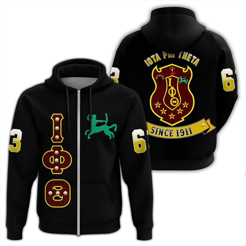 Greek Life Hoodie – Iota Phi Theta Crystal Black Zip Hoodie