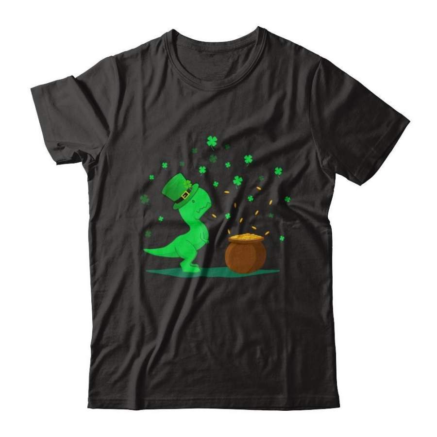 TeesComfy Lucky Dinosaur T-Rex St Patrick’s Day Gift Shirt Premium Short Sleeve