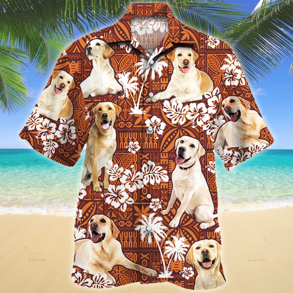 Labrador Retriever Dog Lovers Red Tribal Pattern Hawaiian Shirt Ha78264