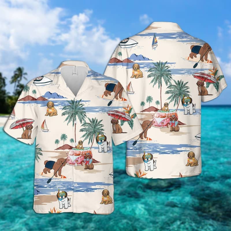 Cookapoo Summer Beach Hawaii Dog Short Sleeve Hawaii Shirt Ha69566