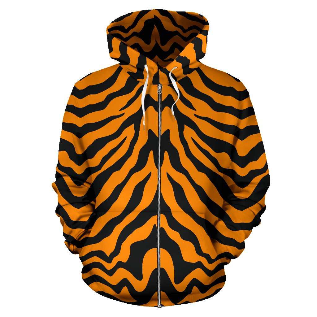 Bengal Tigers Skin Print Pattern Zip Up Hoodie