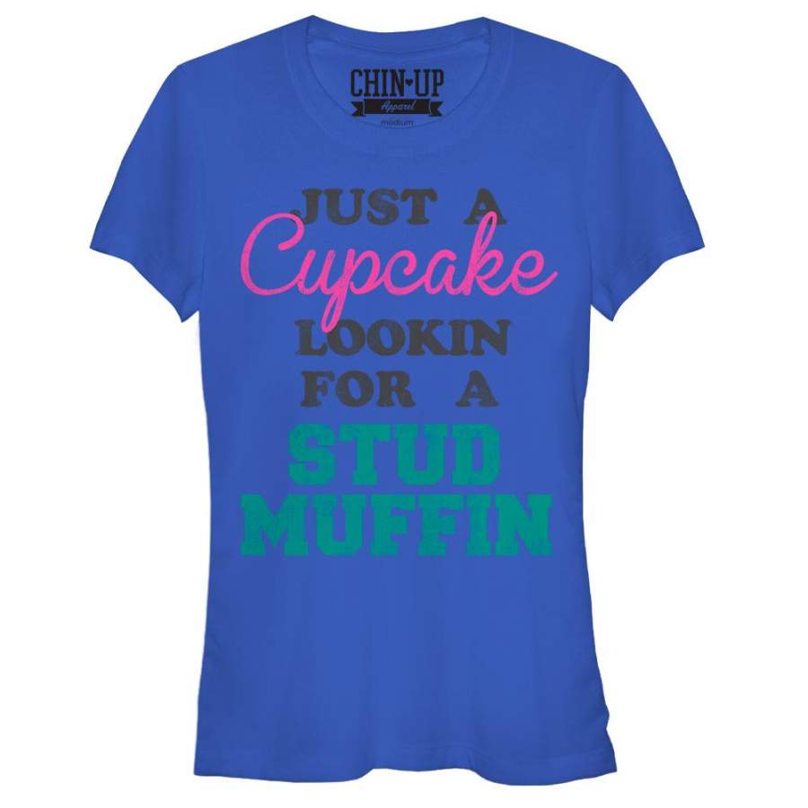 CHIN UP Junior’s Cupcake Looking for a Stud Muffin  T Shirt Royal S