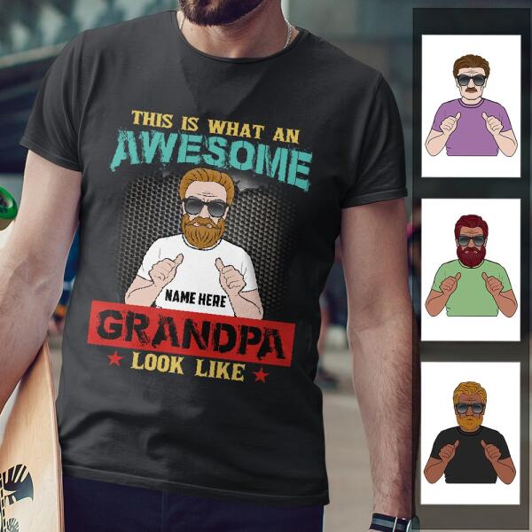 Vintage Retro Awesome Grandpa Look Like Gift For Father’s Day Custom Style & Name Personalized Shirt