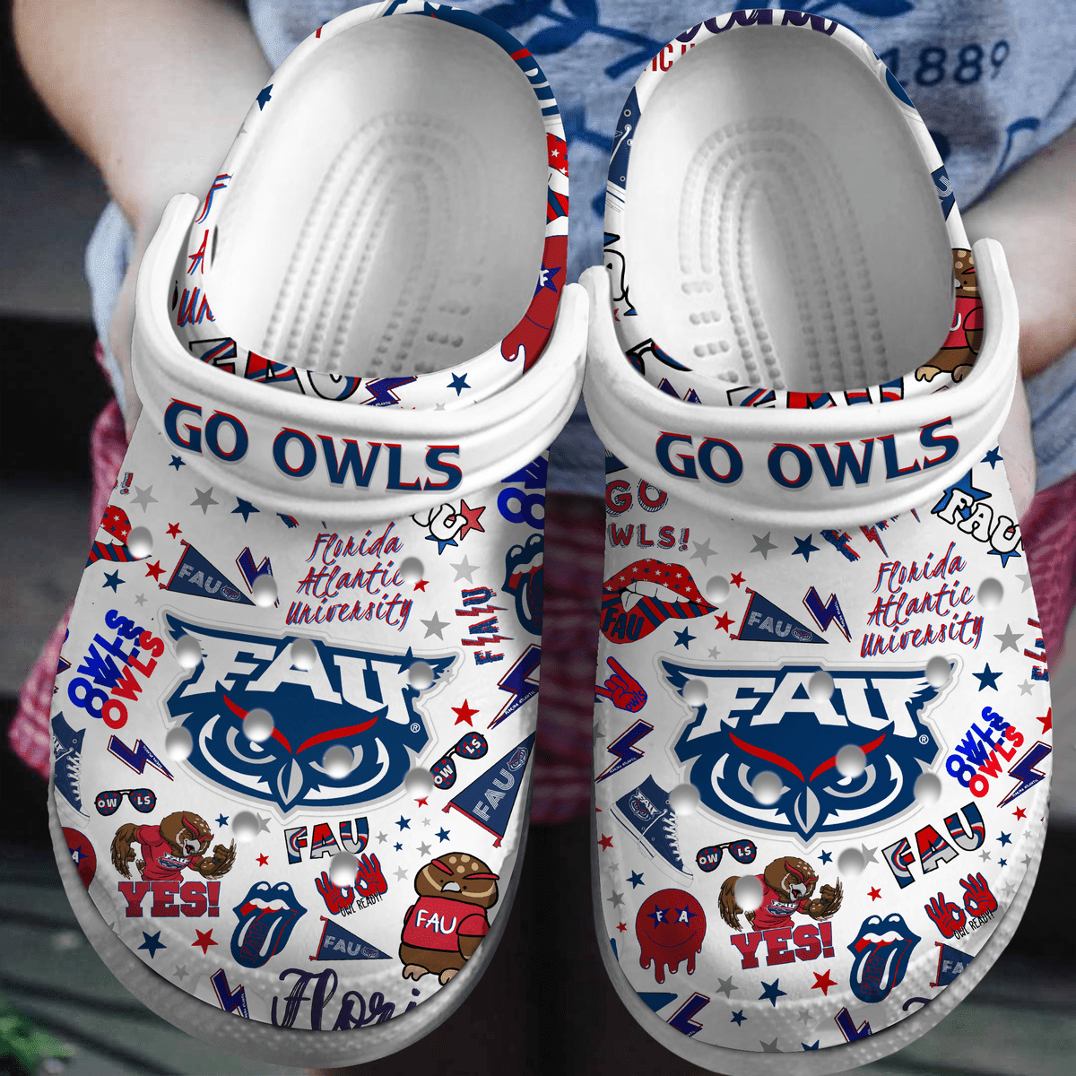 Florida Atlantic Owls Crocs Clogs Crocband Shoes Comfortable For Men Women and Kids