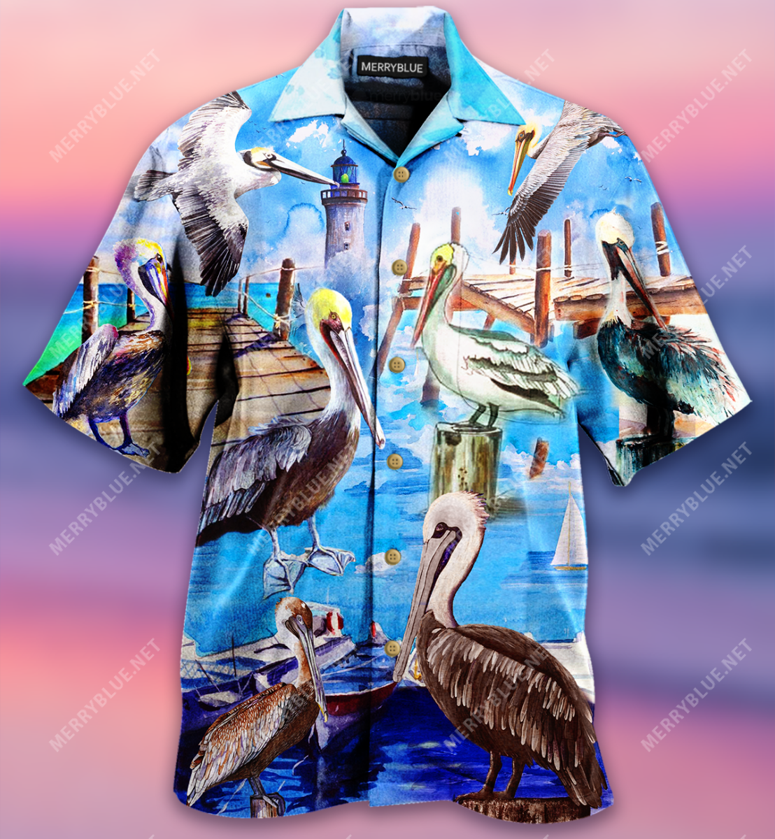 Pelicicans At The Fishing Pier Unisex Hawaii Shirt Ha79086