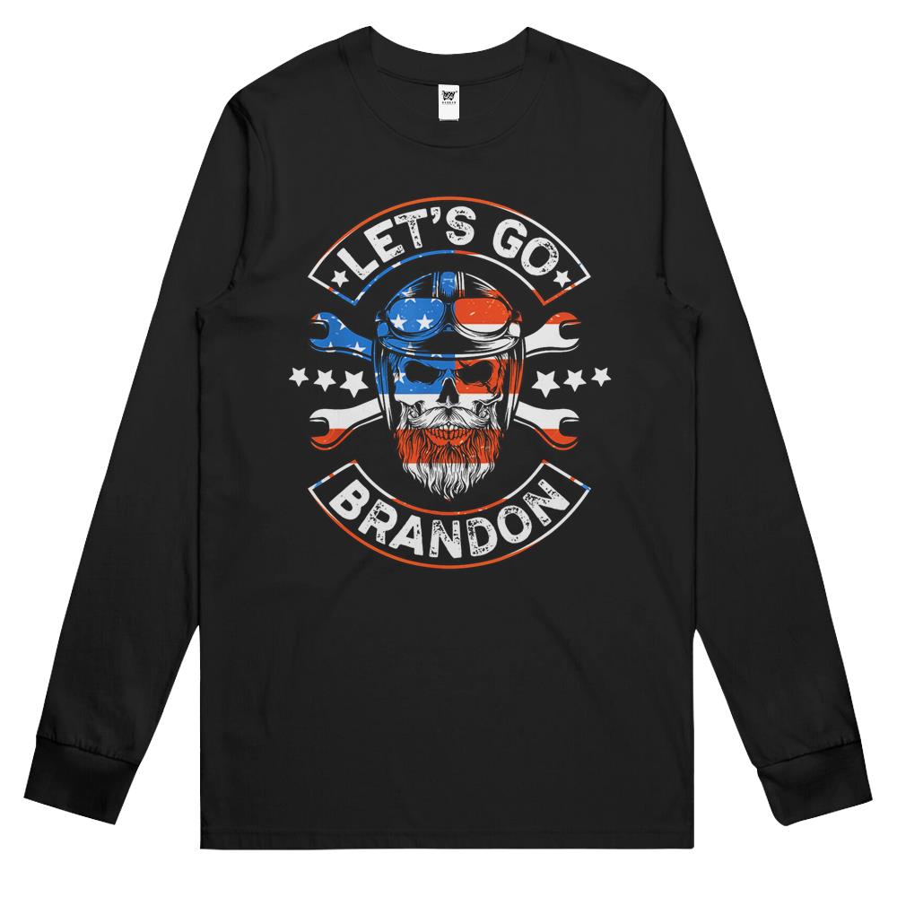 Let’S Go Brandon American Biker Usa Flag Long Sleeve T Shirts