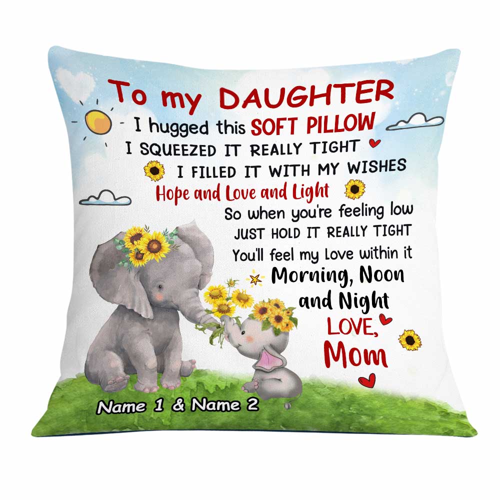 Personalized Elephant Mom Grandma To Daughter Granddaughter Son Grandson Hug This Pillow Jr64 95O23