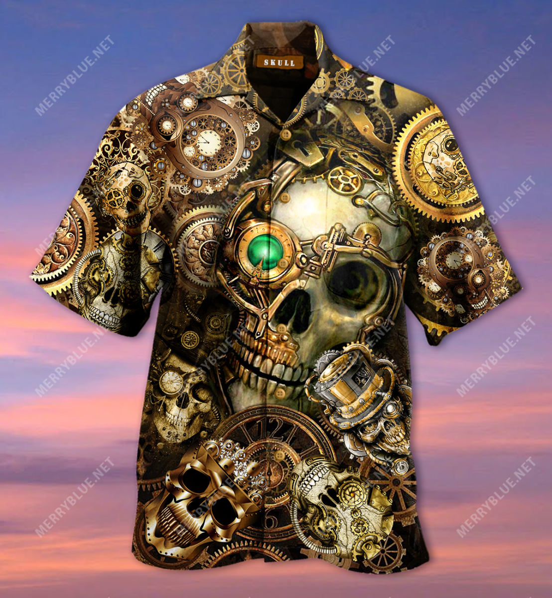 Amazing Steampunk Skull Hawaiian Shirt