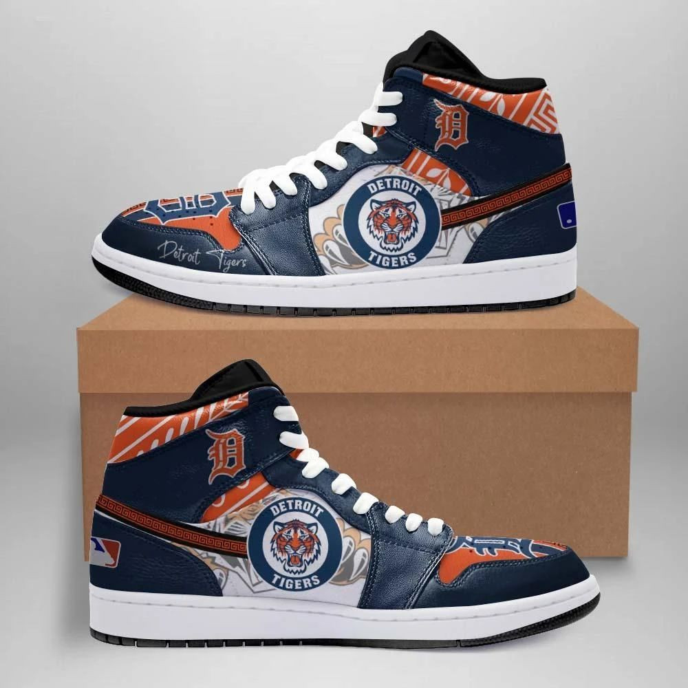 Incredible Detroit Tigers Air Design Air Jordan 1 High Printing Shoes Sneaker