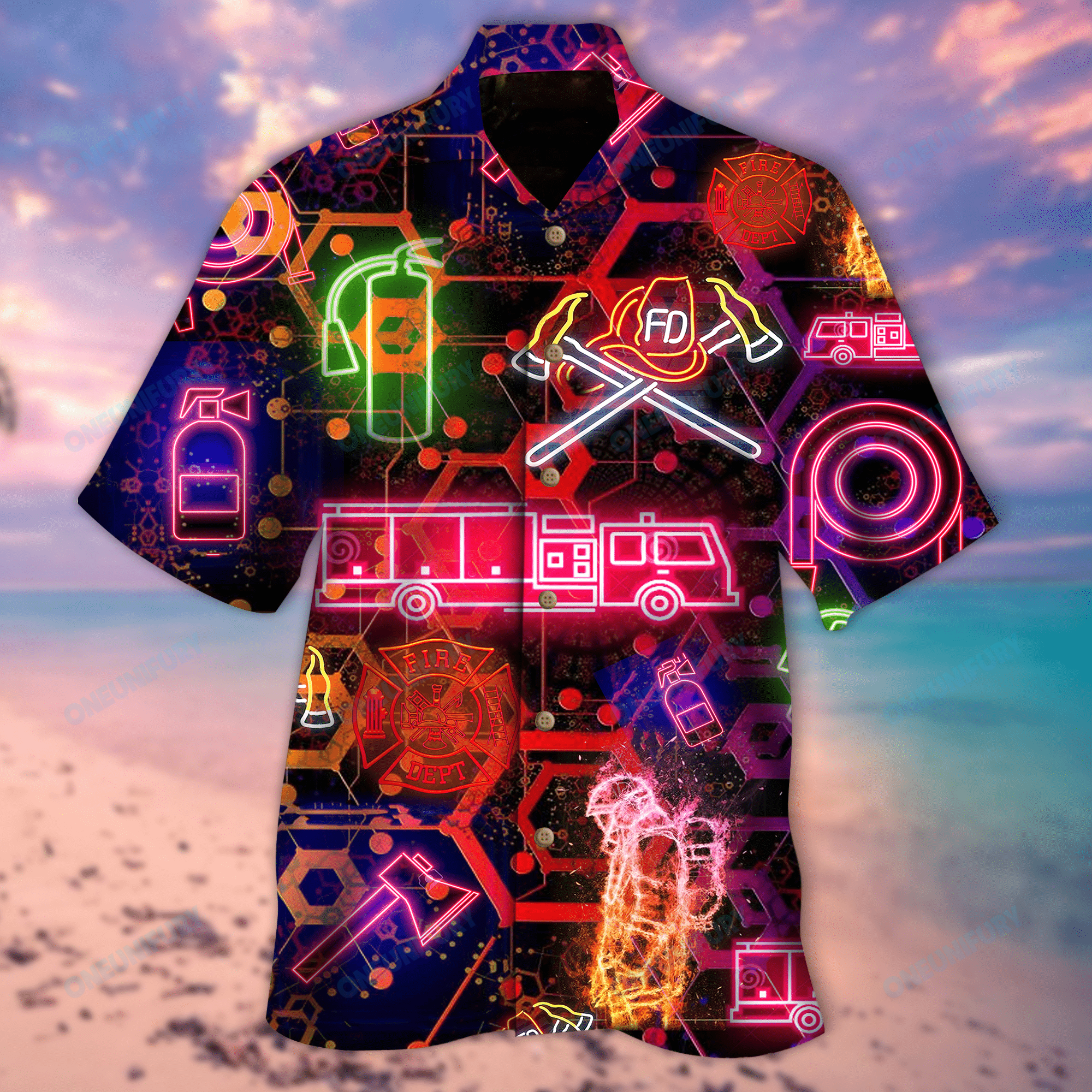 Amazing Neon Firefighter Hawaiian Shirt LH020421