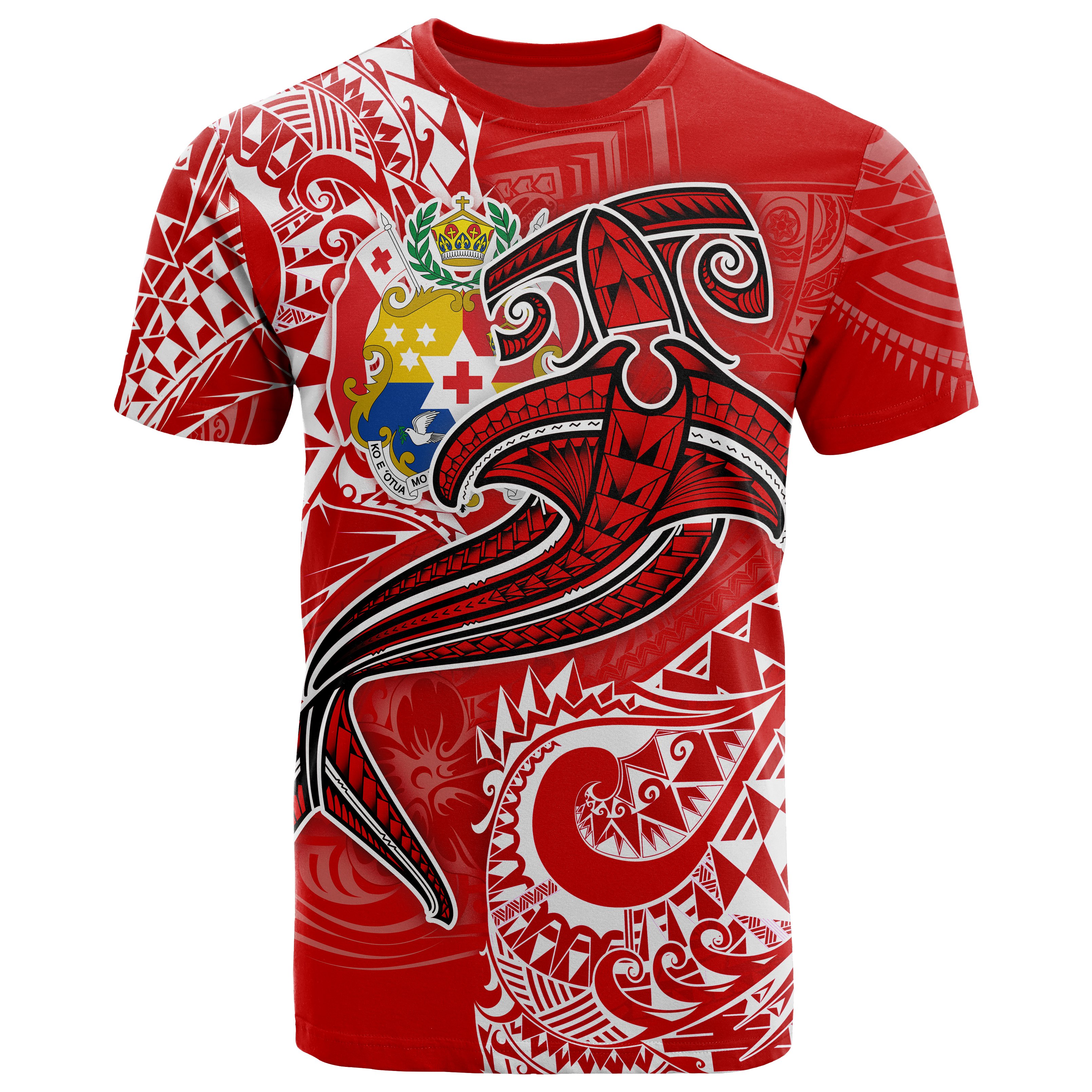 Tonga T-shirt – Red Shark Polynesian Tattoo – BN18