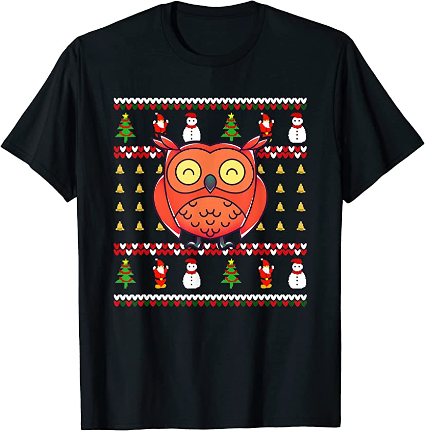 Ugly Christmas Forest Animal Lover Bird Merry Xmas Cute Owl T-Shirt