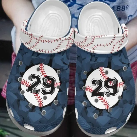 Baseball Whitesole Proud Navy Blue Personalize Clog Custom Crocss Clog Number On Sandal Fashion Style Comfortable For Women Men Kid