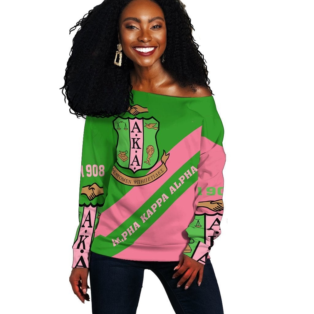 Alpha Kappa Alpha Aka Women Off Shoulder Sweatshirt Tech Style