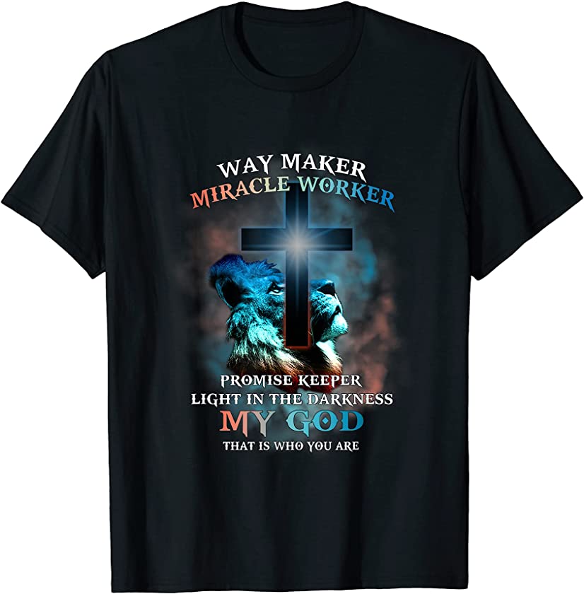 Waymaker Miracle Worker Lion Jesus Christ Religious Picture T-Shirt