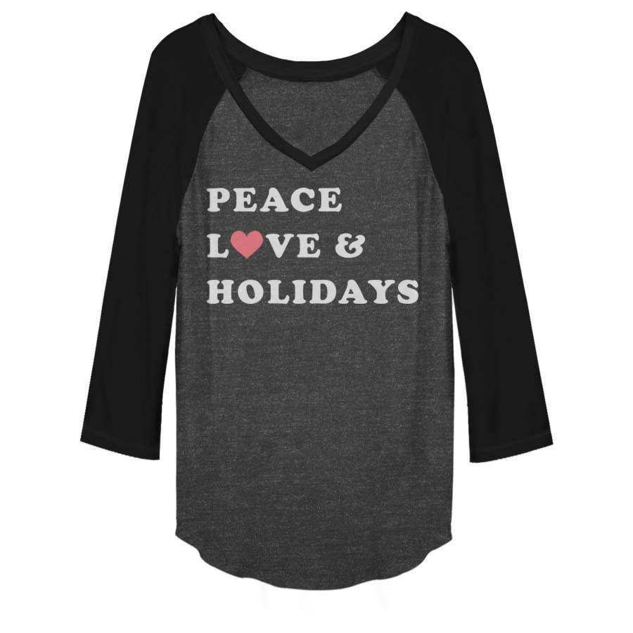 CHIN UP Junior’s Christmas Peace & Love Baseball Tee