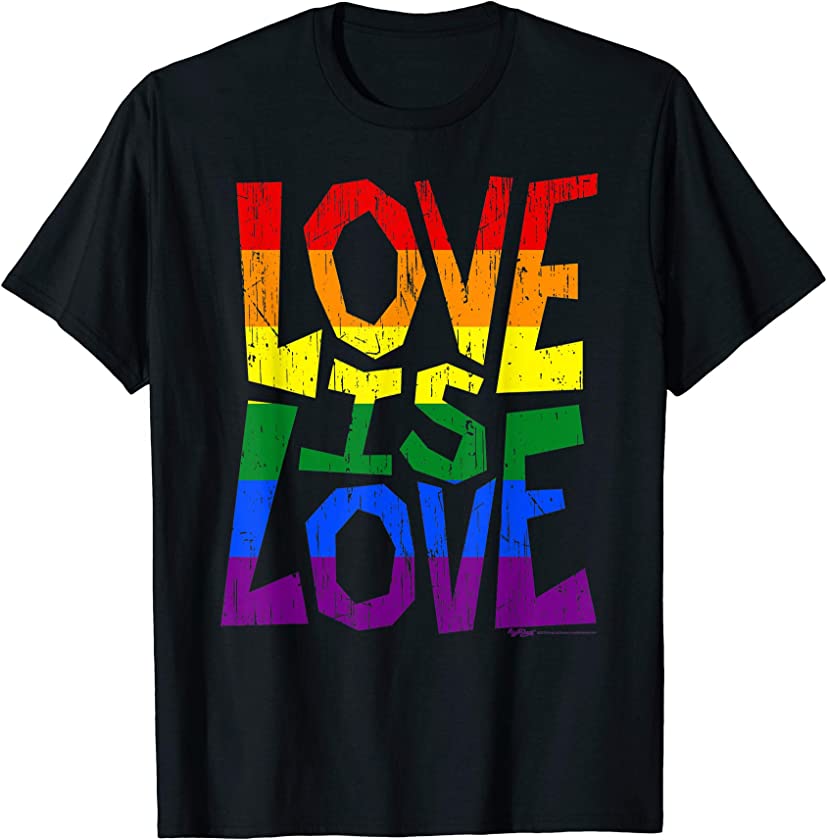 Vintage Love Is Love Gay Pride LGBT Rainbow Flag T Shirt