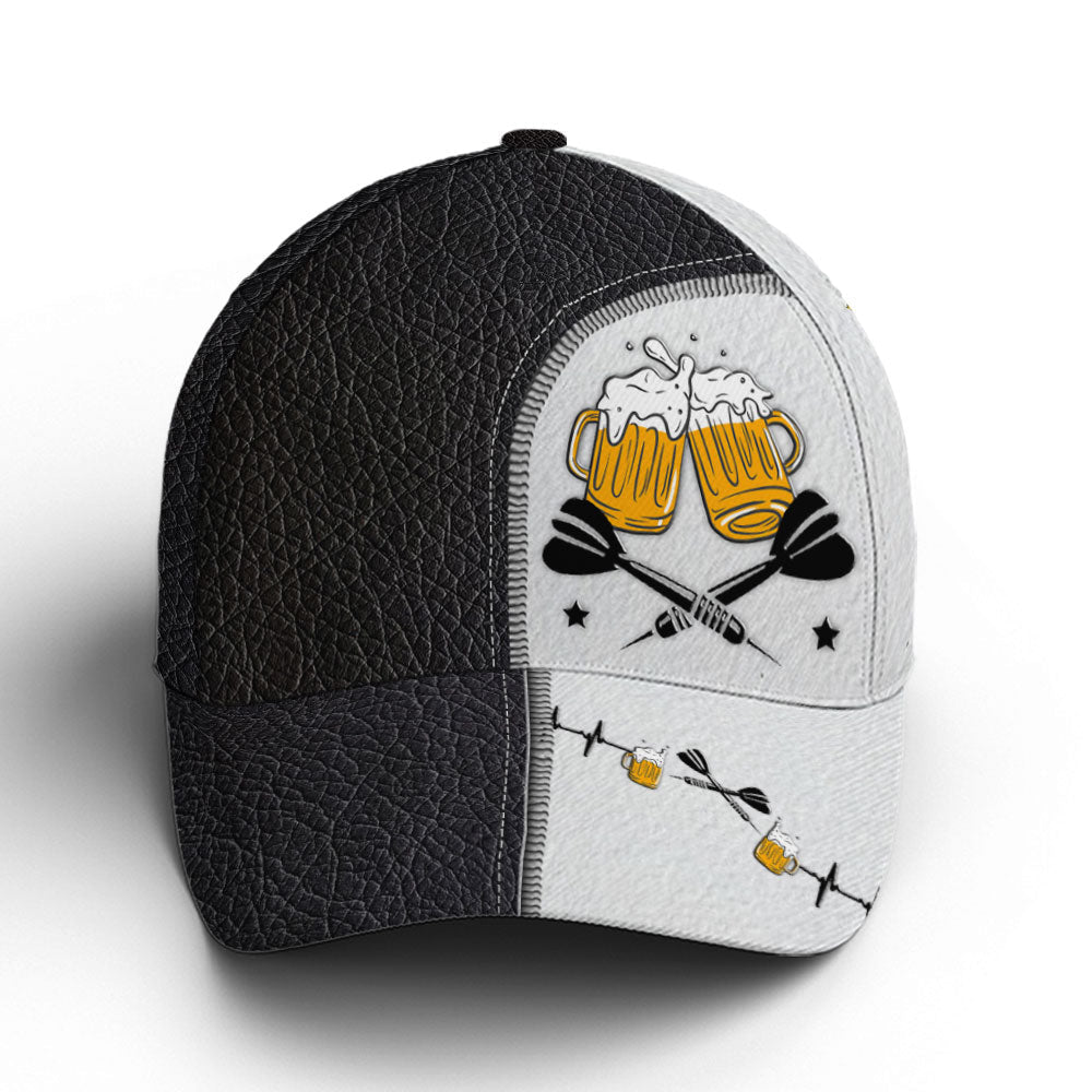 Dart And Beer Two-Tone Leather Baseball Cap Coolspod