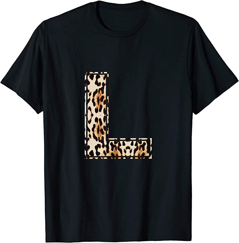 Cool Letter L Initial Name Leopard Cheetah Print T-Shirt