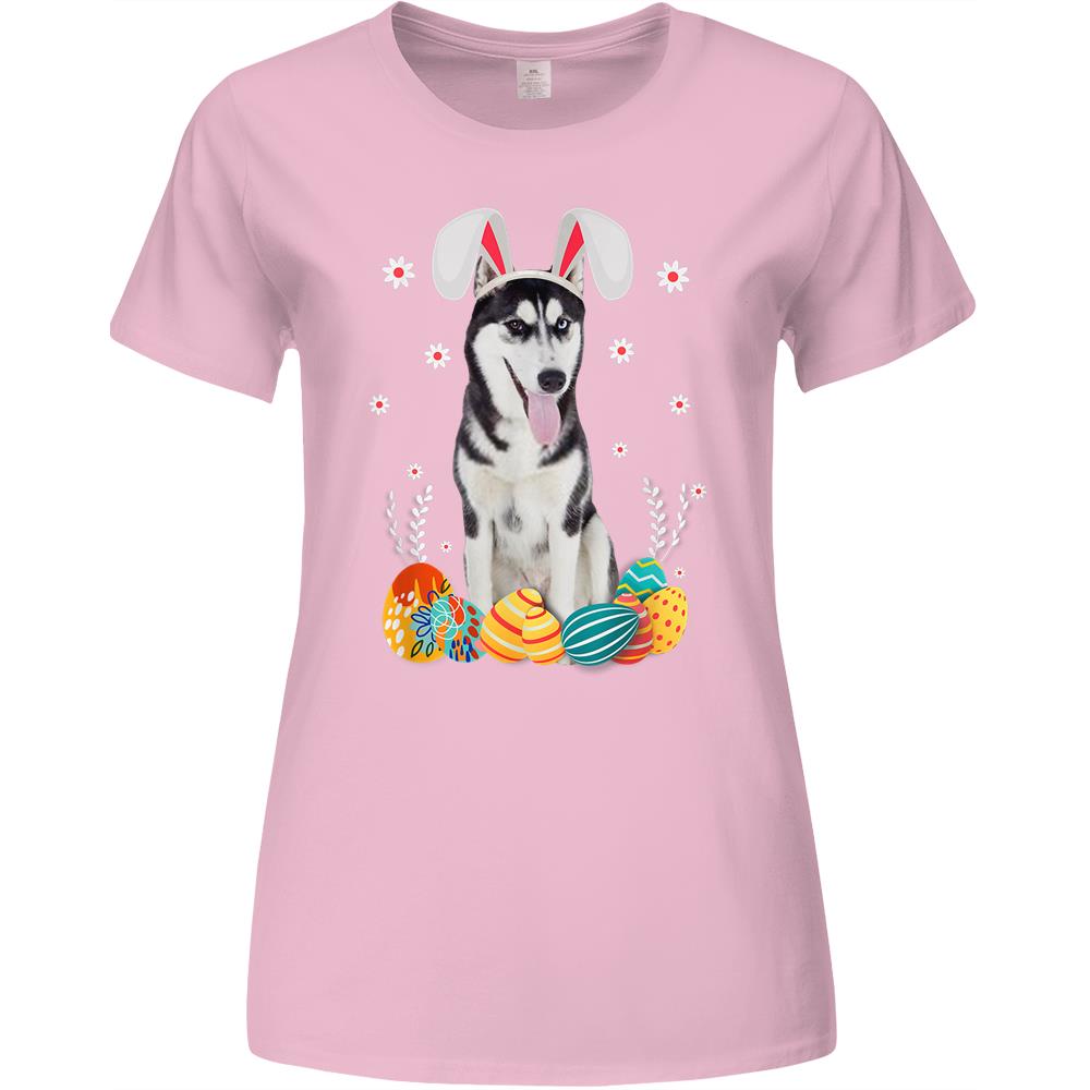 Bunny Siberian Husky Dog Happy Easter Day Lover Egg Hunt Premium Womens Tshirts