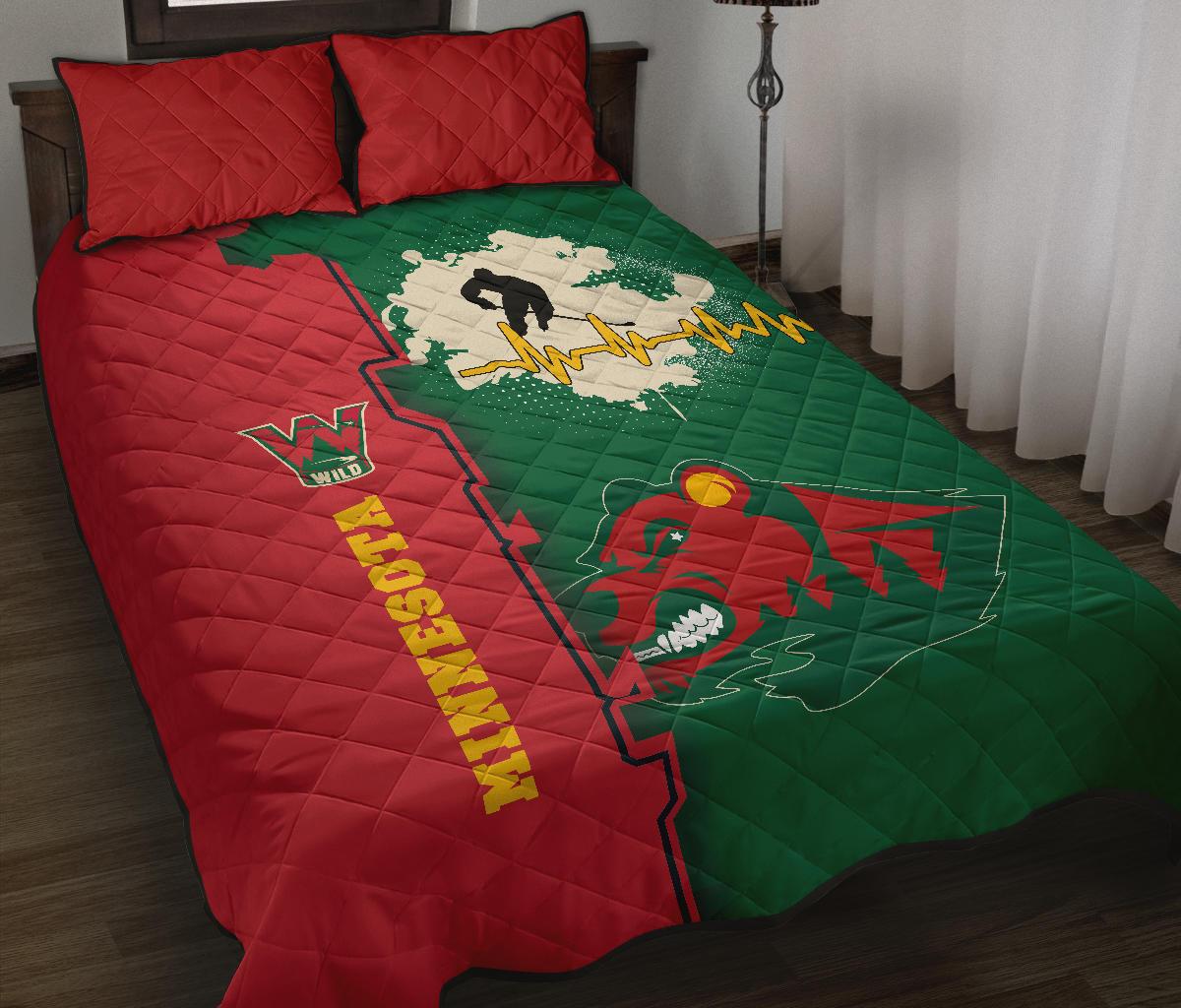 Minnesota Wild Hockey Quilt Bed Set Special Jersey A31