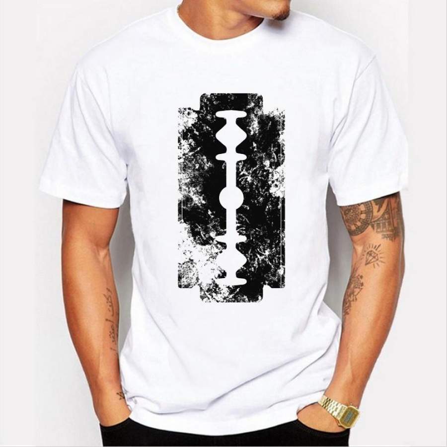 Summer men ‘s fashion T – shirt graffiti personalized printing casual simple short – sleeved T – shirt