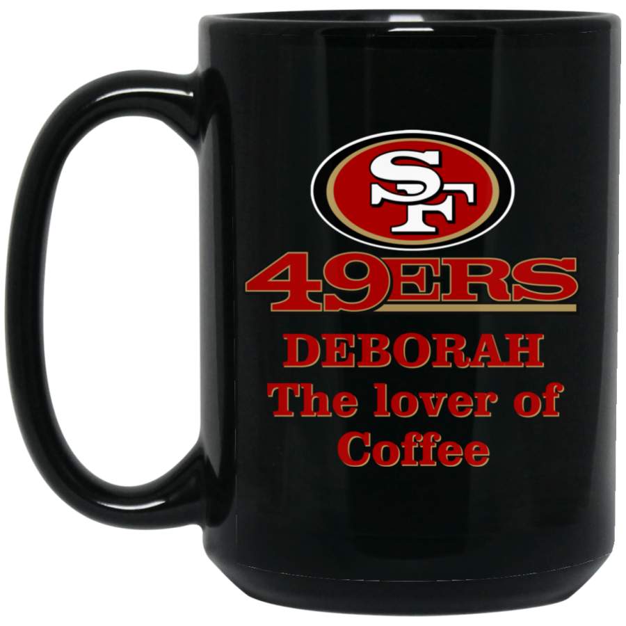 Custom Personalized San Francisco 49ers Logo & Text Deborah BM15OZ 15 oz. Black Mug