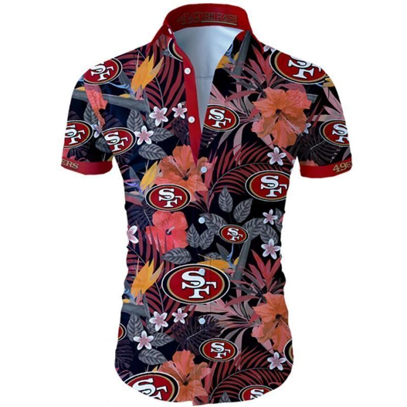 Beach Shirt San Francisco 49Ers Tropical Flower Hawaiian Shirt White Men Women Beach Wear Short Sleeve Hawaii Shirt