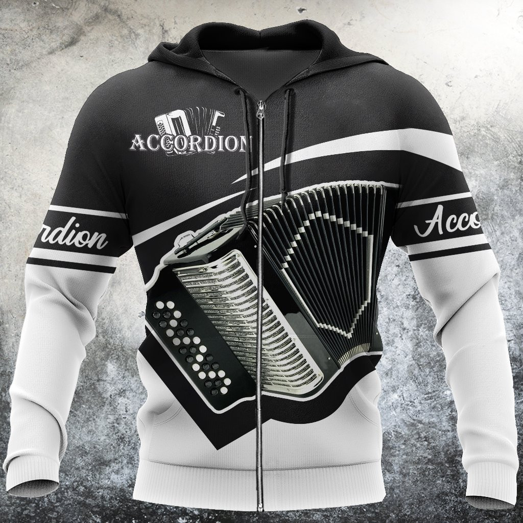 Button Accordion Music 3D Zip Up Hoodie Shirt For Men And Women