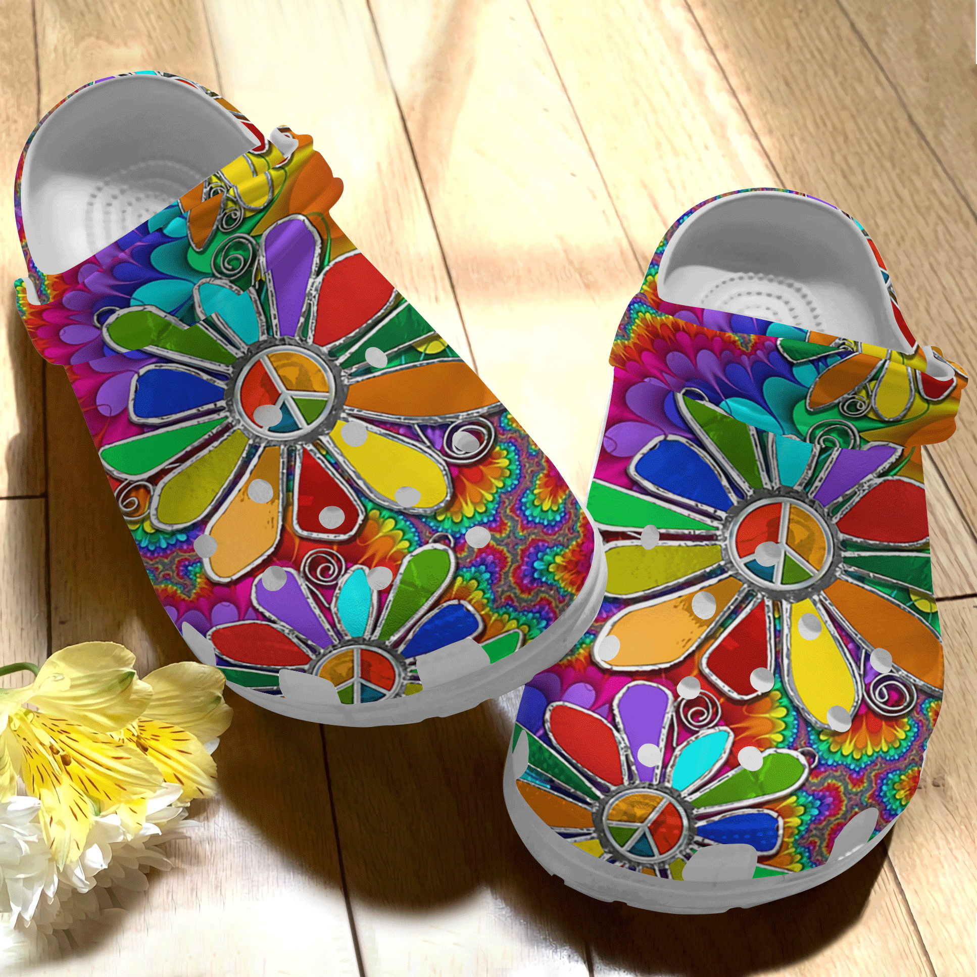 Hippie Personalize Clog, Custom Name, Text, Fashion Style For Women, Men, Kid, Print 3D Hippie Flowers