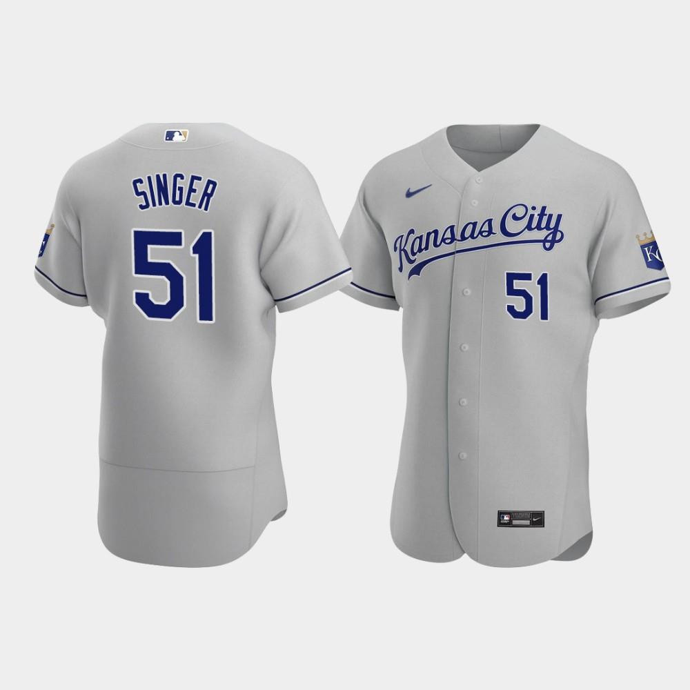 Brady Singer 51 Kansas City Royals Gray Road Jersey