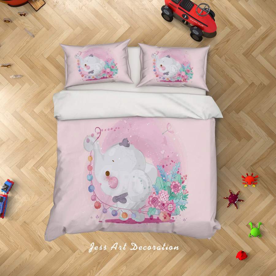 3D Pink Elephant Quilt Cover Set Bedding Set Duvet Cover Pillowcases SF07