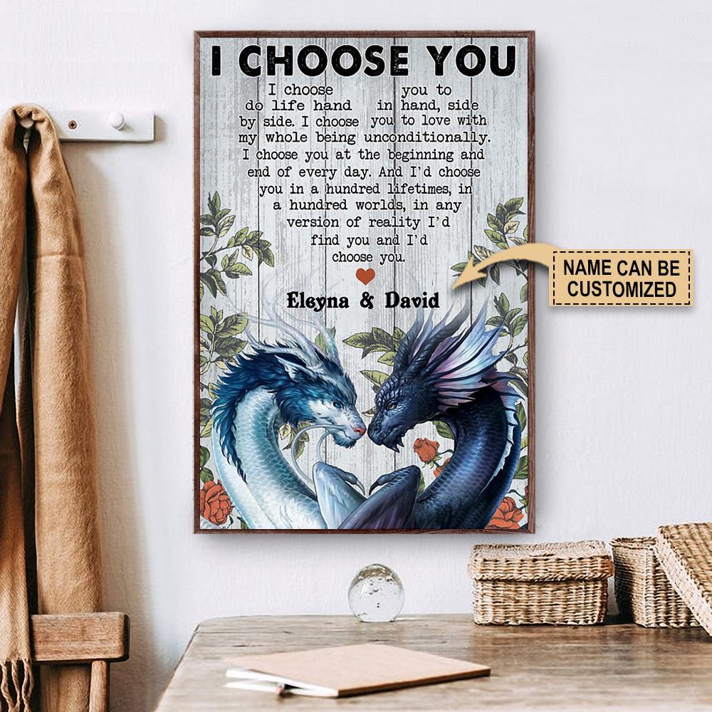 Aeticon Gifts Personalized Dragon I Choose You To Do Life Canvas Mom Dad Gift Home Decor