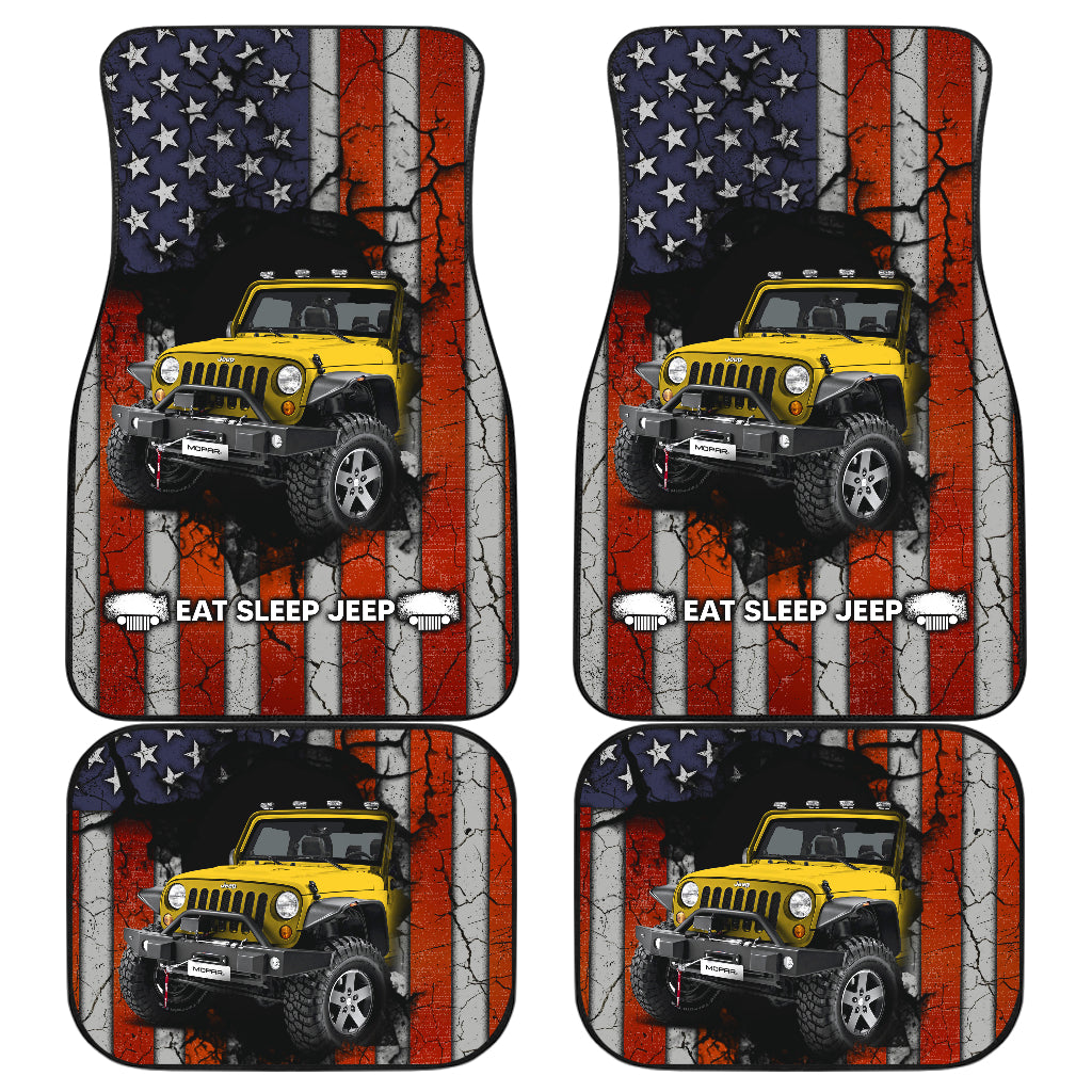 Yellow Jeep American Flag Car Floor Mats Car Accessories