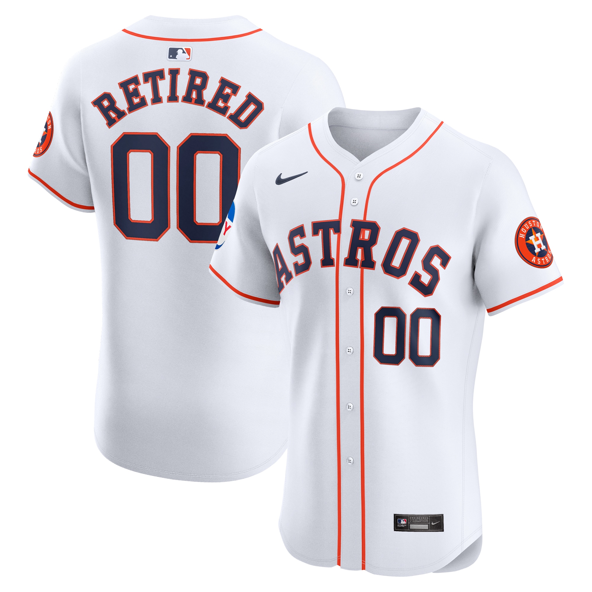 Houston Astros Home Elite Pick-A-Player Retired Roster Patch Jersey – White