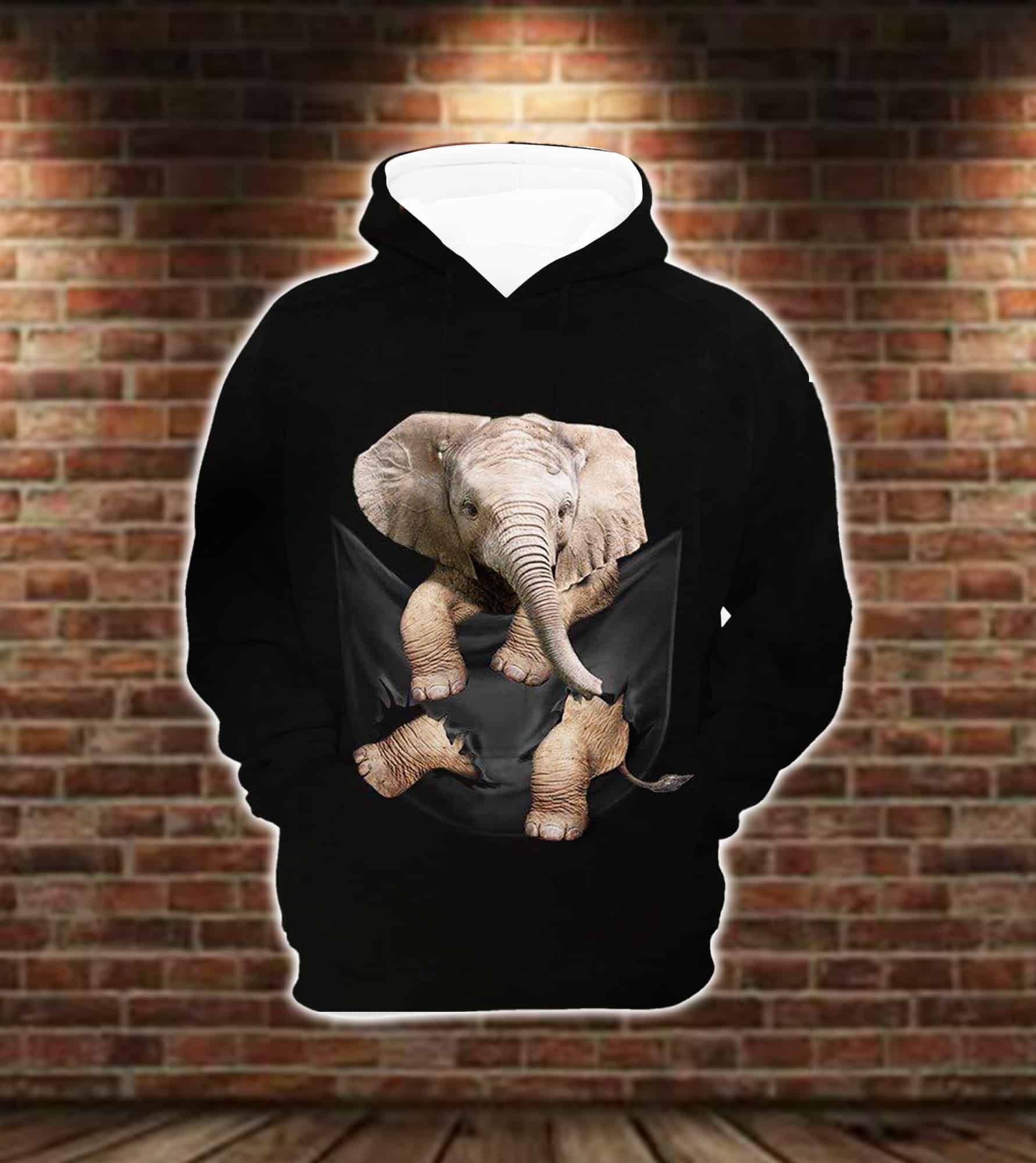 Unisex Elephant Lovely Black Elephant 3D Hoodie All Over Print