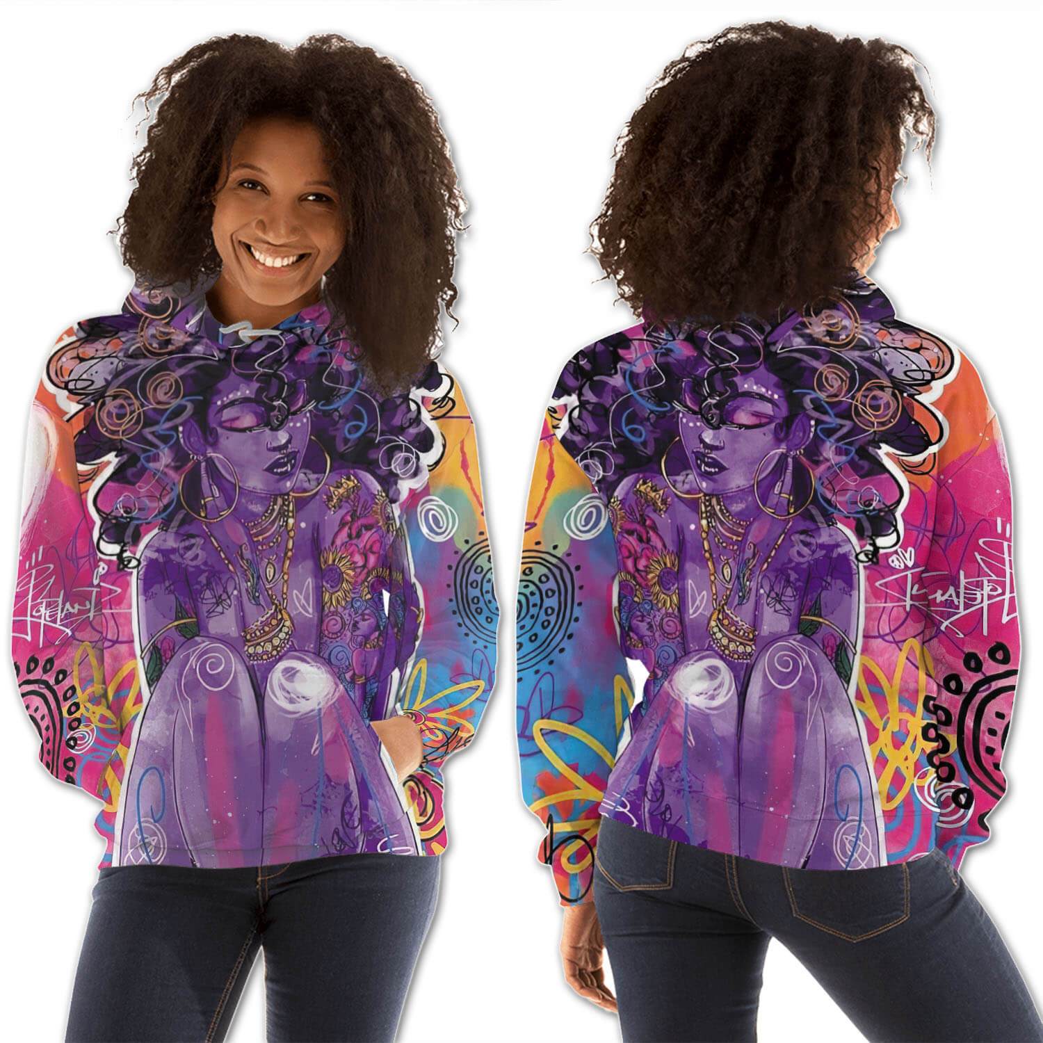 African American Hoodies Pretty African American Female All Over Print Womens Hooded Sweatshirt African Fashion Styles BPS22754