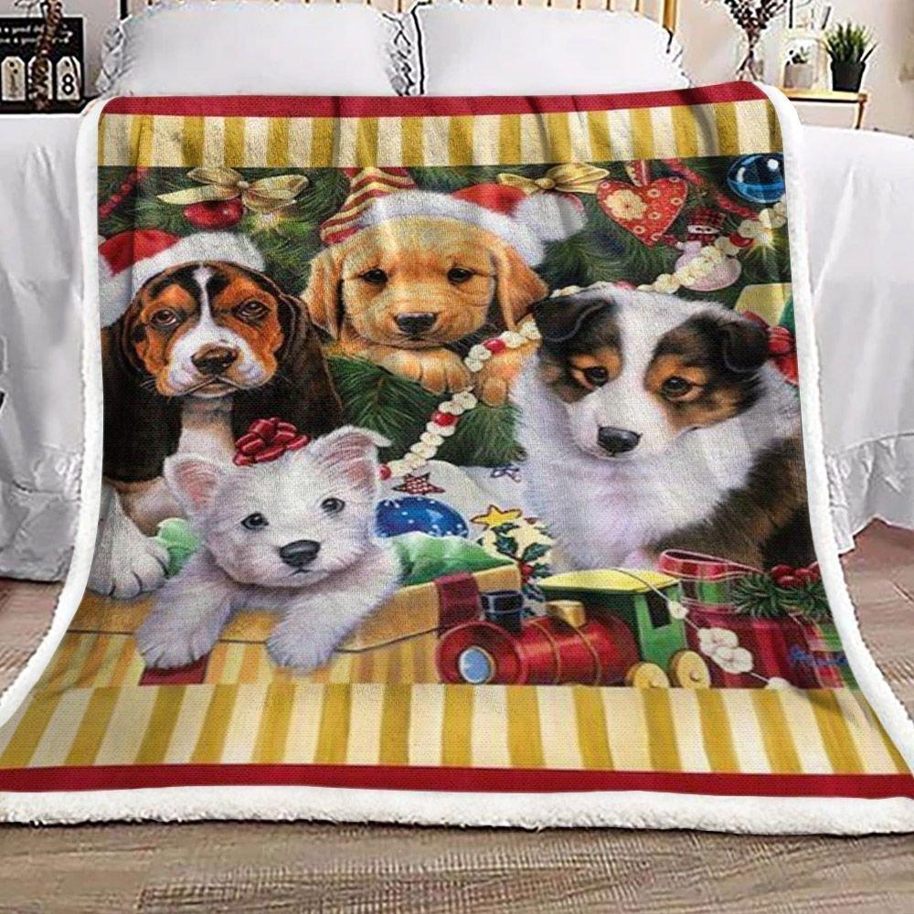 Puppy Dog Christmas Sherpa Fleece Blanket NOXPHND