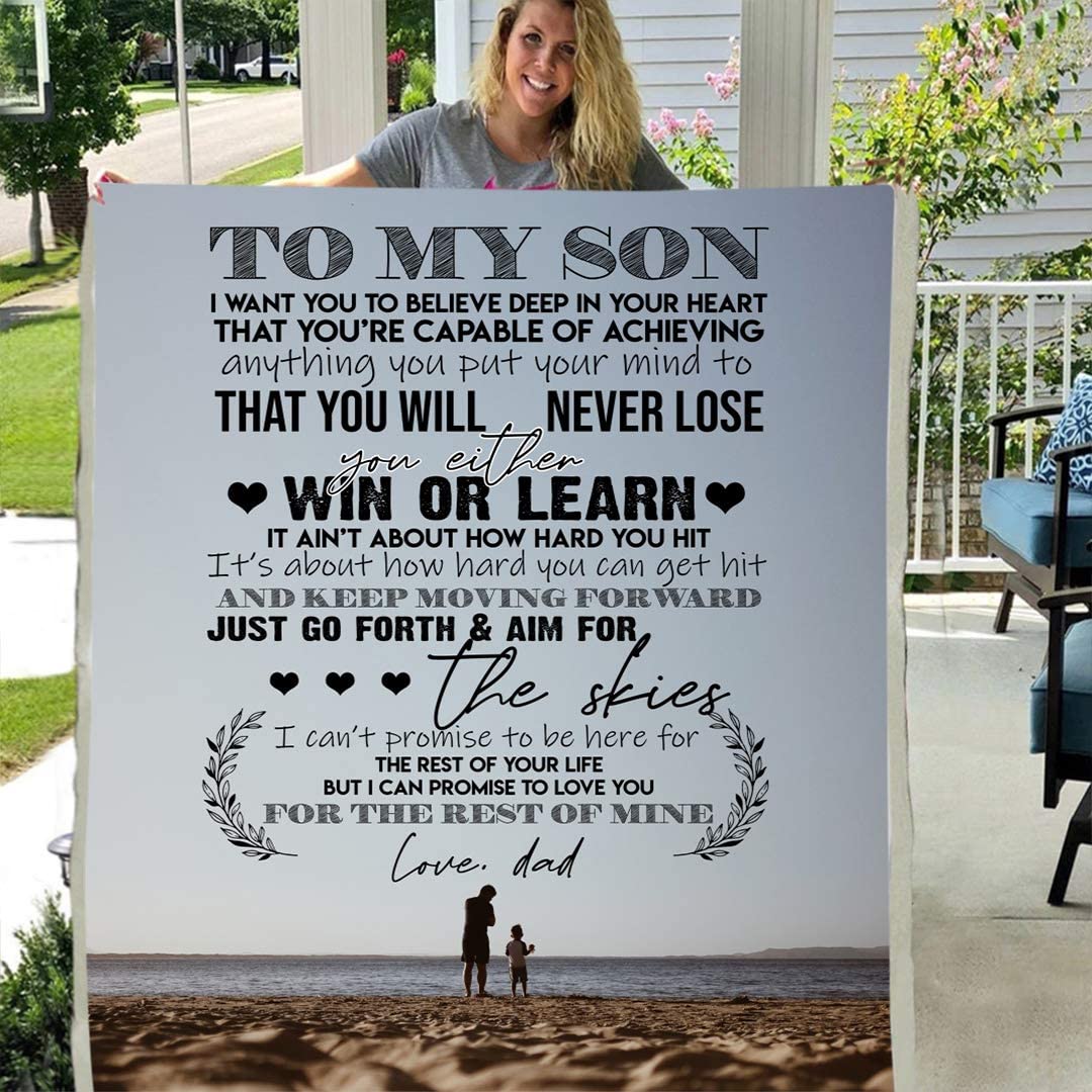 To my son personalized custom 3d custom fleece photo blanket fan gift love dad