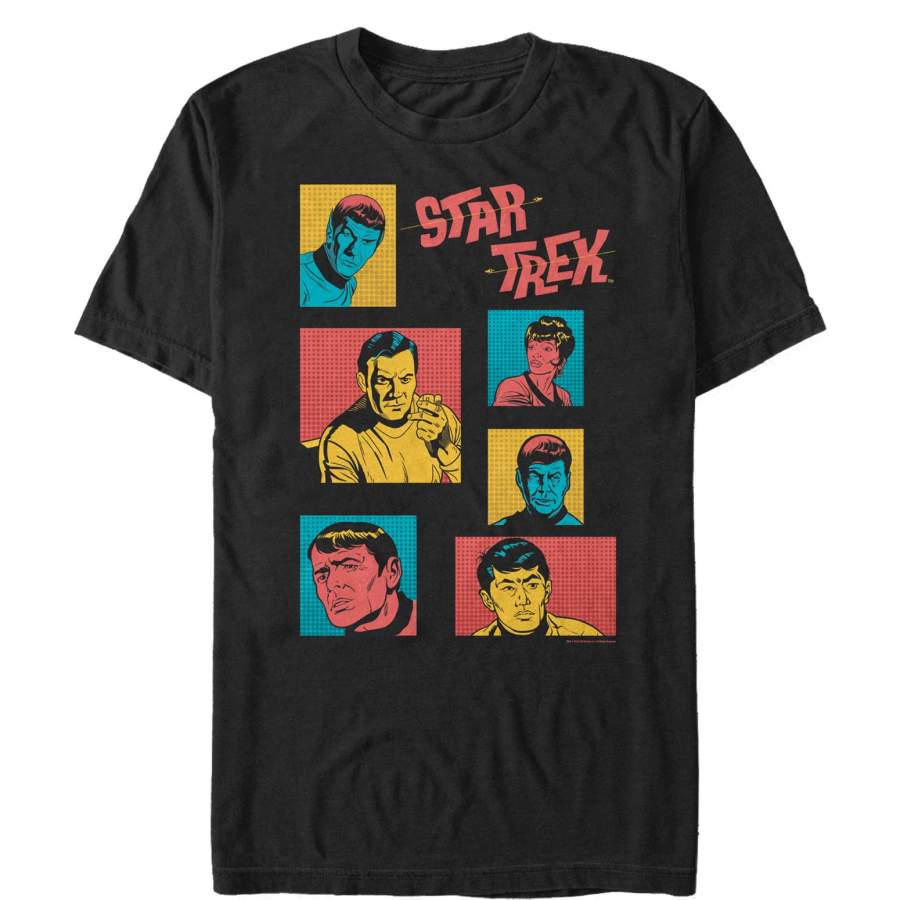 Star Trek Men’s Retro Character Squares  T Shirt