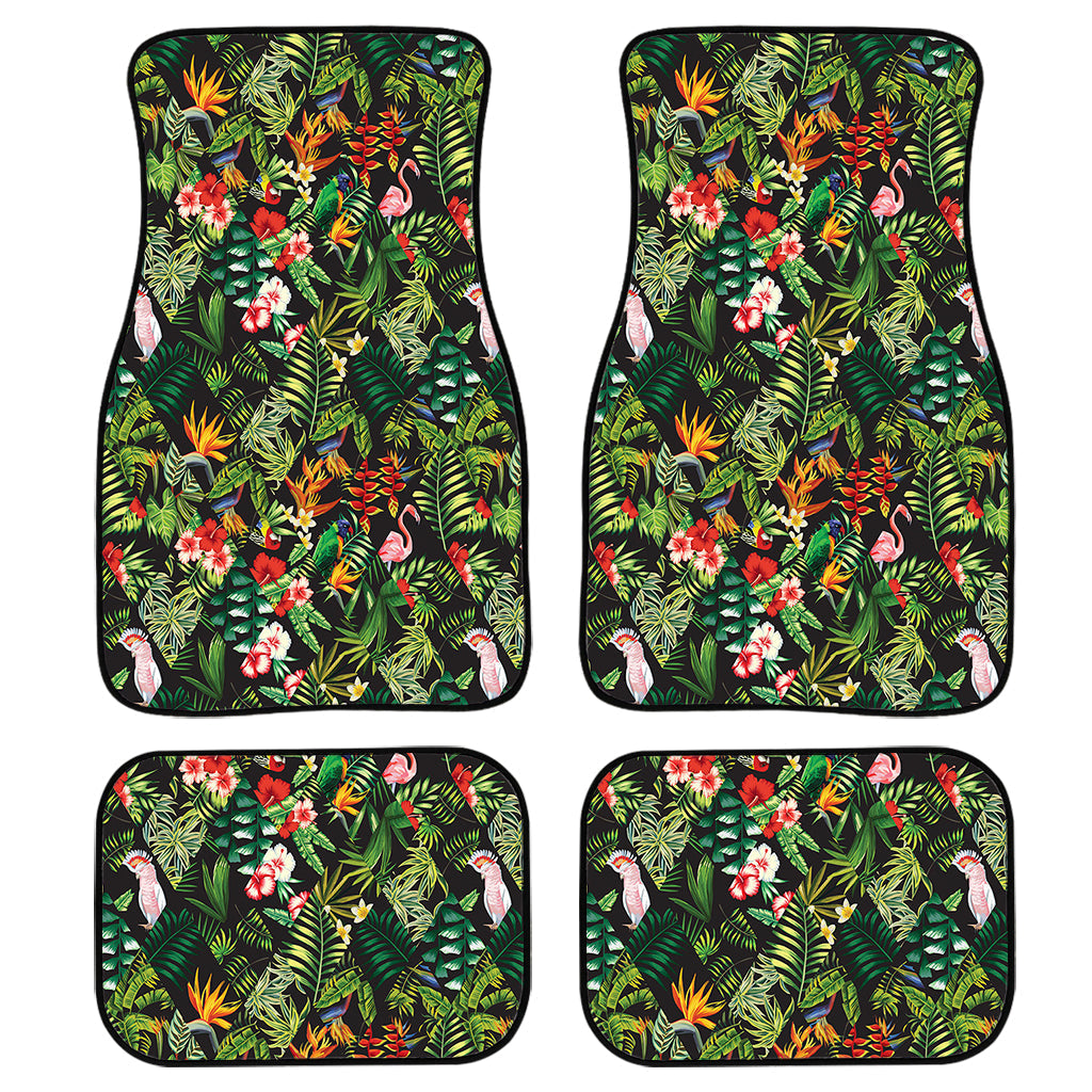 Tropical Patchwork Pattern Print Front And Back Car Floor Mats, Front Car Mat