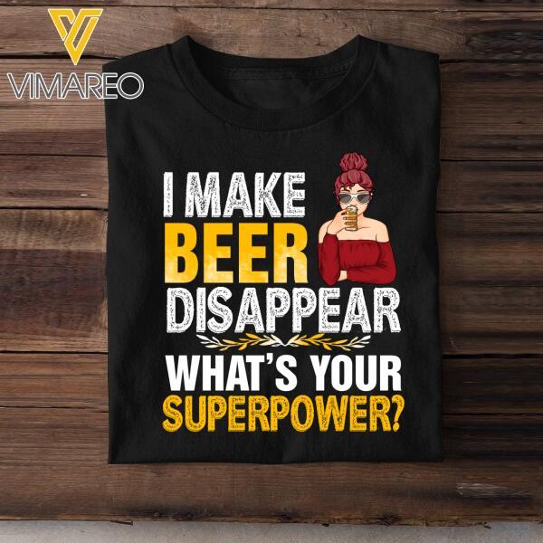 Personalized Girl Makes Beer Dissapear Black  Tshirt Printed Tndt2907