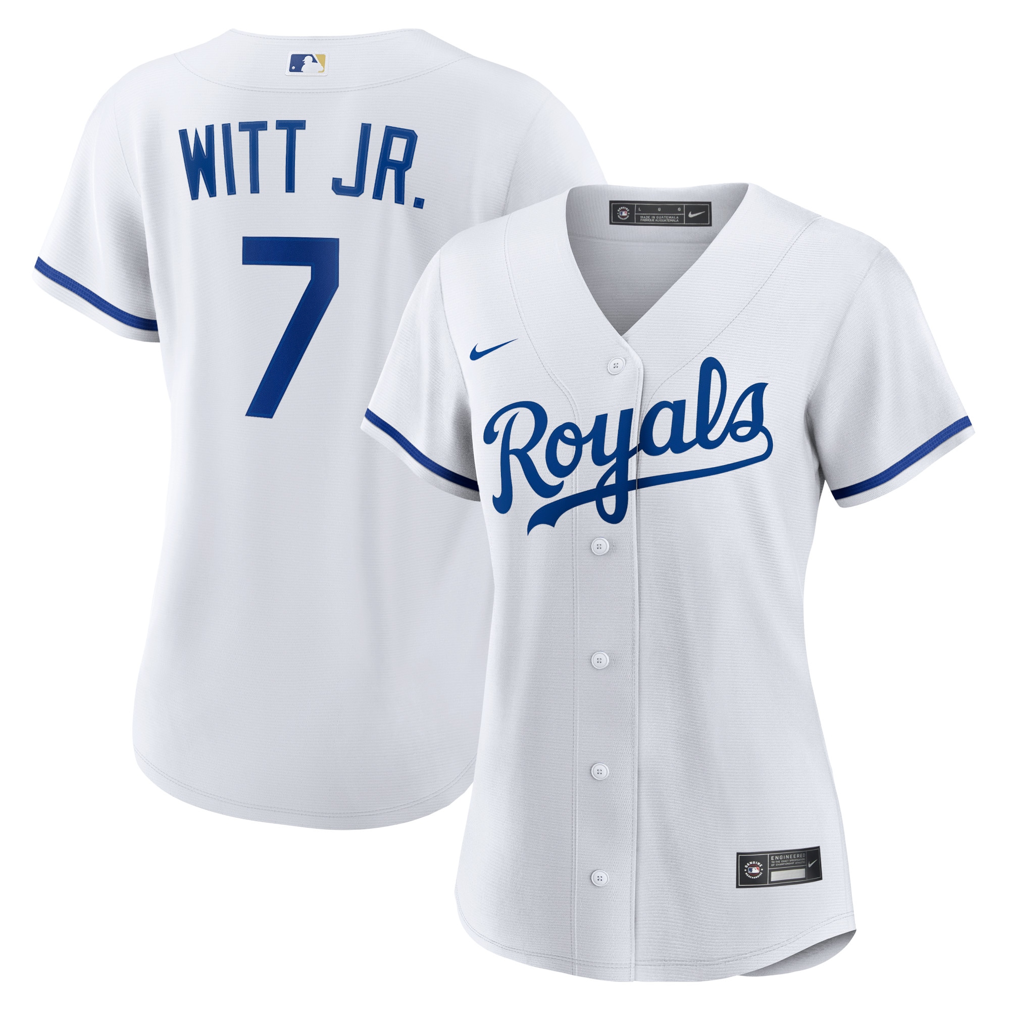 Women’s Kansas City Royals Bobby Witt Jr. White Home Replica Player Jersey