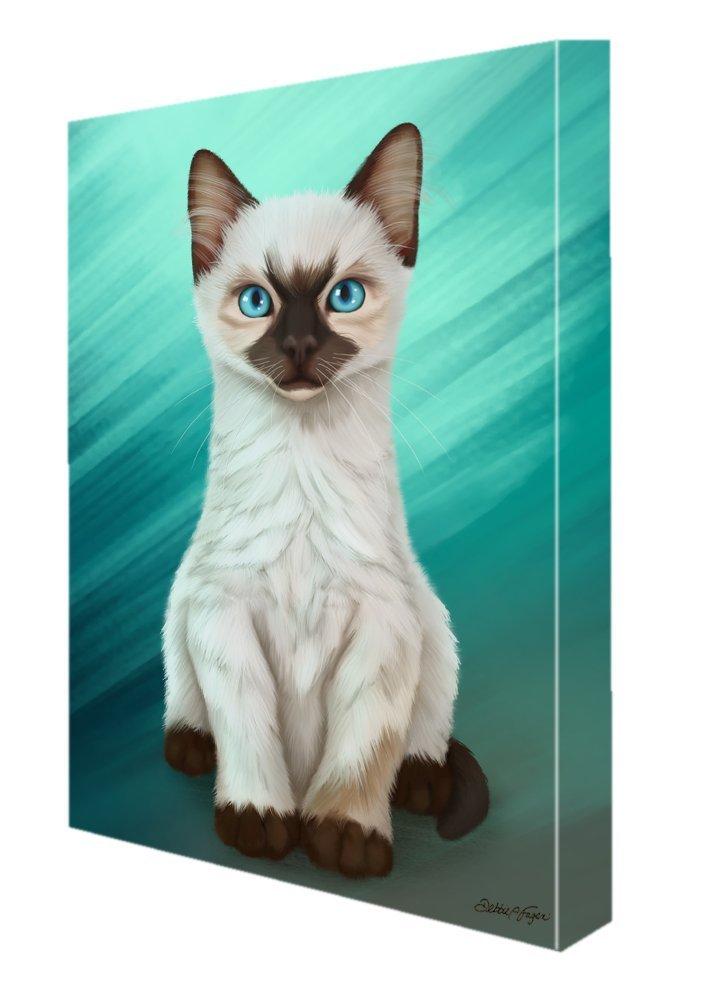 Siamese Kitten Cat Painting Printed On Canvas Wall Art Signed