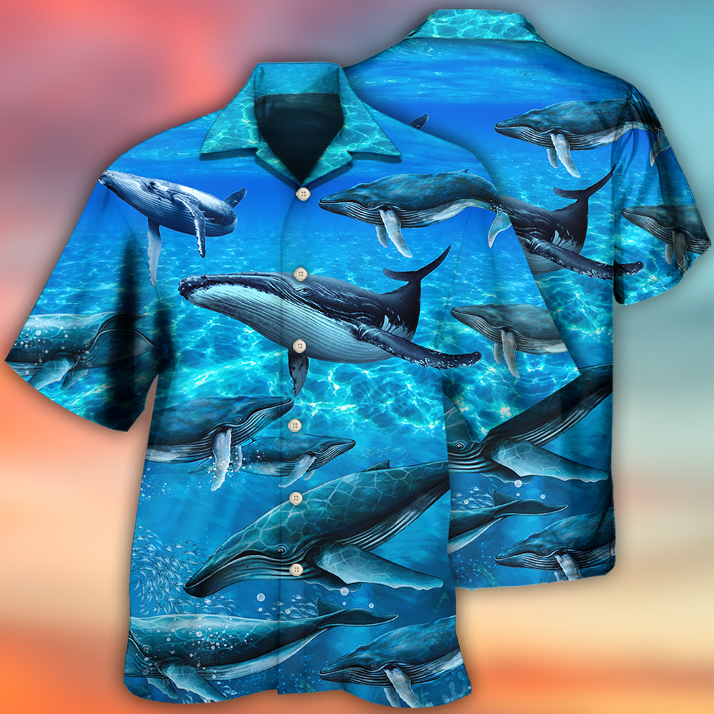 Whale Style In Blue Ocean Hawaiian Shirt