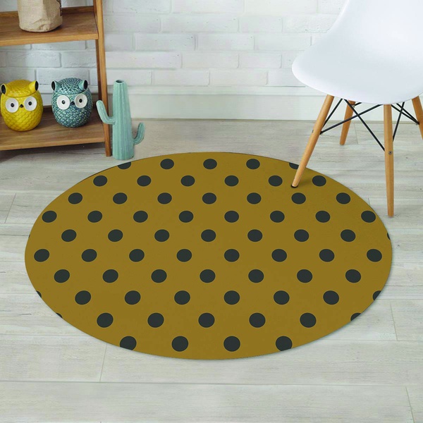 Gold Polka Dot Round Rug