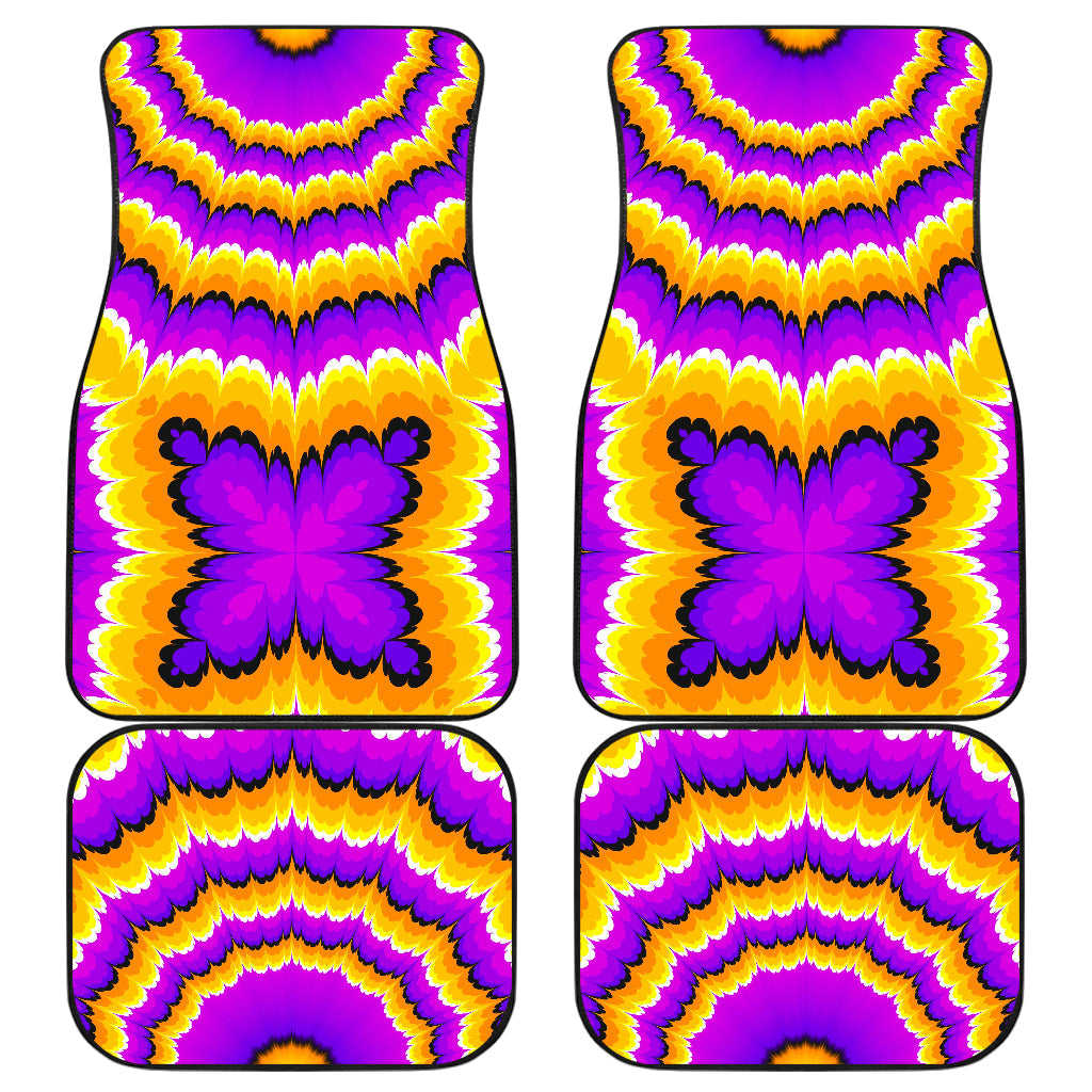 Yellow Explosion Moving Optical Illusion Front And Back Car Floor Mats, Front Car Mat