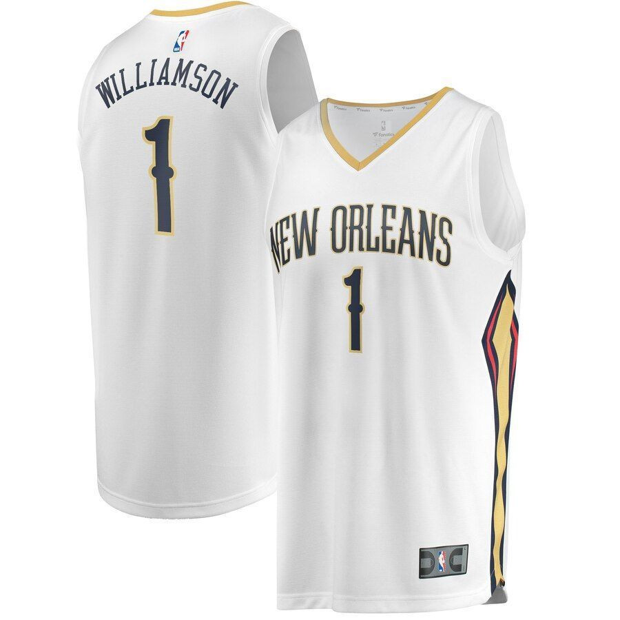 Zion Williamson New Orleans Pelicans NBA Draft First Round Pick Fast Break Jersey White Association Brandedition 2019