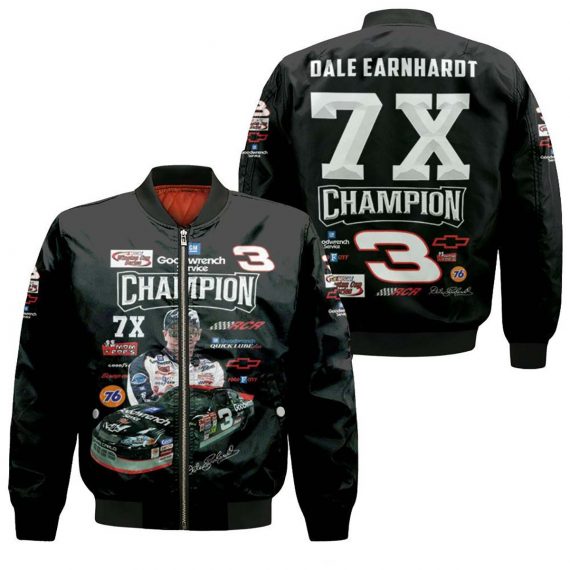 Dale Earnhardt Champion 7X Chevrolet Racing Car Signed For Fan 3D Bomber Jacket