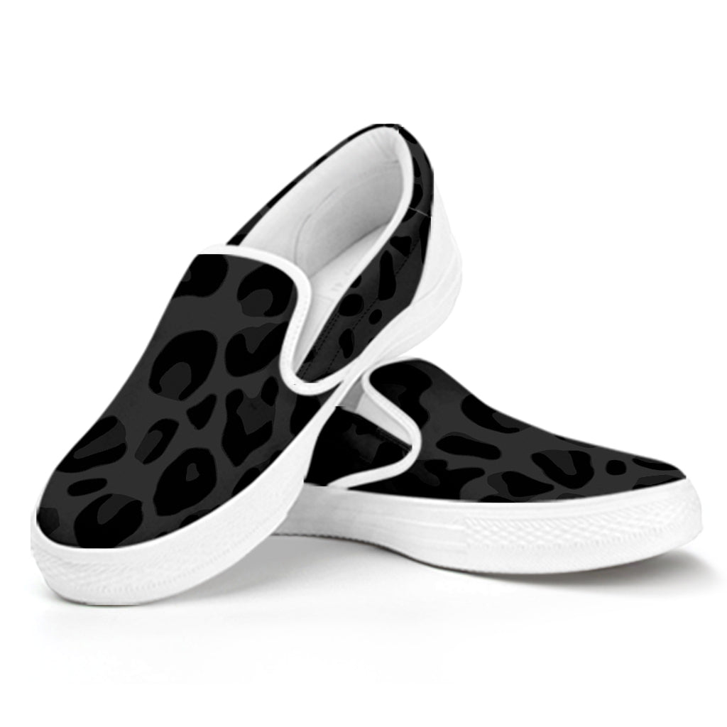 Black Leopard Print White Slip On Shoes